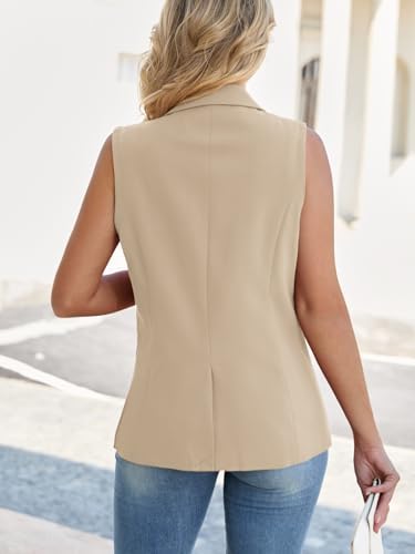 Mina Self Women's Sleeveless Vest Tops Open Front Lightweight Blazer Jacket