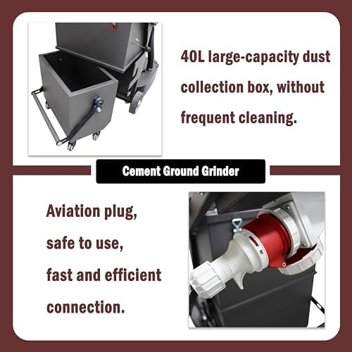Electric Floor Grinder Wet Dry Concrete Polisher 9 Head Hand-Push Grinding Machine for Cement Surfaces Refurbishing 40L Vacuum Dust Collector 220V 7.5kw Two Fans