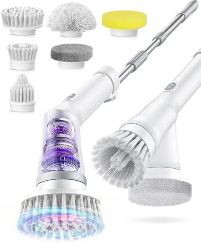 6-in-1 Cordless Electric Spin Scrubber with Long Handle