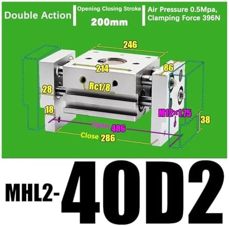 Double Acting Pneumatic Gripper Wide Type Air Gripper Parallel Cylinder Aluminium Clamps MHL2-20D MHL2-20D1 MHL2-20D2(MHL2-40D2)