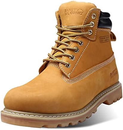 Work Boots for Men Soft Toe Waterproof Leather Workboots