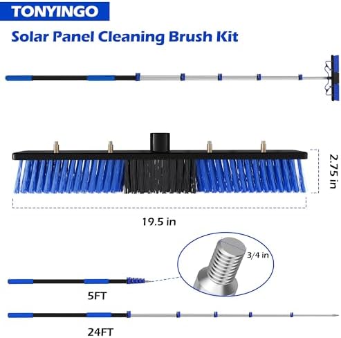 30 FT Reach Solar Panel Cleaning Brush Kit with Telescopic Pole