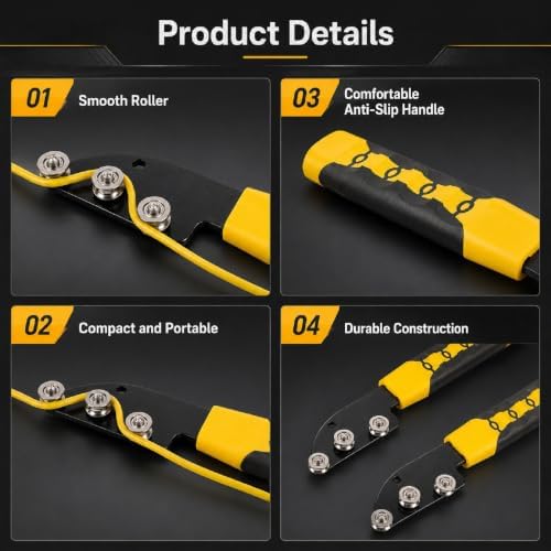 Wire Straightener Tool, Stainless Steel 3-Roller Manual Cable Straightening Tool, Non-slip Handle Cable Untwisting and Bending Device for Electricians, HVAC and Electrical Projects，2pcs
