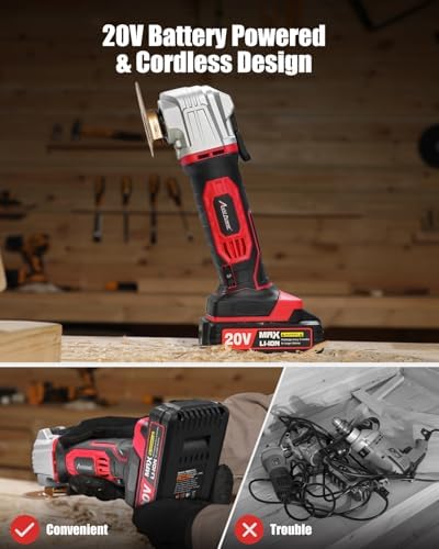 AVID POWER Cordless Oscillating Tool 20V Battery Powered Oscillating Multitool with 2.8° Oscillation Angle, Variable Speed Oscillating Saw w/ 28 Pcs Accessories for Scraping/Cutting & Sanding