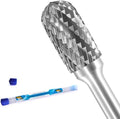 SC-5L6 Tungsten Carbide Burr Lengthened Rotary File Cylindrical Shape with Radius End Double Cut with 1/4" Shank for Die Grinder Drill Bit and 1/2" Inch Diameter of Cutter 1" Inch Cutter Length