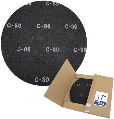 HUAALIUCHE 17" Sanding Screen Discs - Mesh Floor Sanding Screen - Black Silicon Carbide - for Wood Floors (10 Pack, 80 Grit)