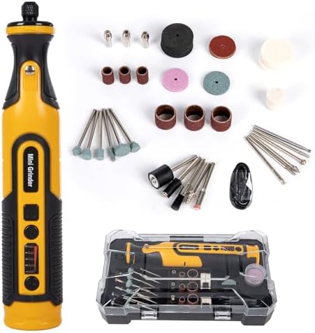 7.2V Cordless Rotary Tool Kit, 28000 RPM Mini Grinder with 65-Piece Accessories, Variable Speed Electric Drill Set with LED Light for Engraving, Polishing, Cutting, Wood Carving, DIY Crafts