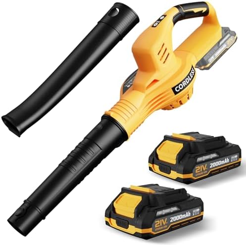 Leaf Blower Cordless 21V Electric with 2 Batteries and Charger Lightweight