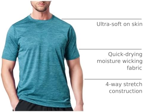 Liberty Imports 5 Pack Men's Active Quick Dry Crew Neck T Shirts