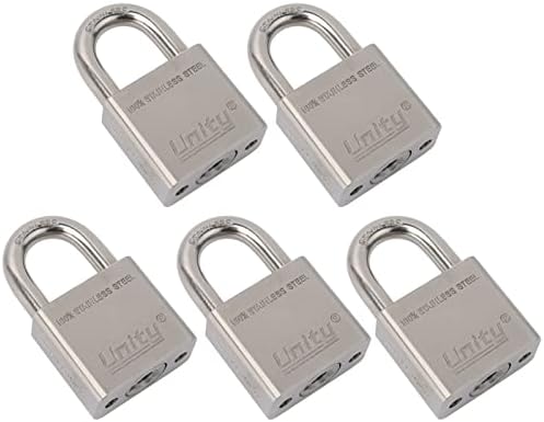 Unity Marine Padlock Keyed Alike 100% Stainless Steel Weatherproof for Sea, Boat, Port, Gate, Anti-Pick (5, 40mm)