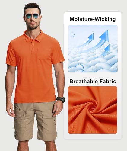 ZITY 5 Pack Polo Shirts for Men with Pocket Dry Quickly Short Sleeve Athletic Outdoor Work Collared Shirts