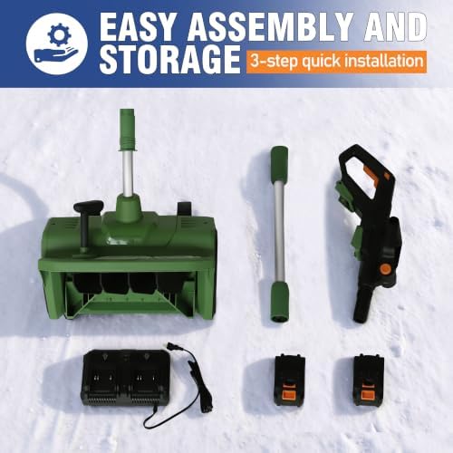 BlueWish 40V Electric Cordless Snow Blower, 17 Inch Battery Snow Thrower