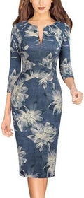 VFSHOW Womens Work Business Office Zipper Up Slim Bodycon Sheath Dress