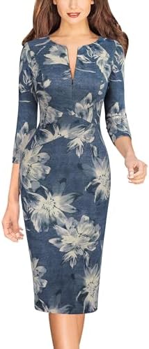 VFSHOW Womens Work Business Office Zipper Up Slim Bodycon Sheath Dress