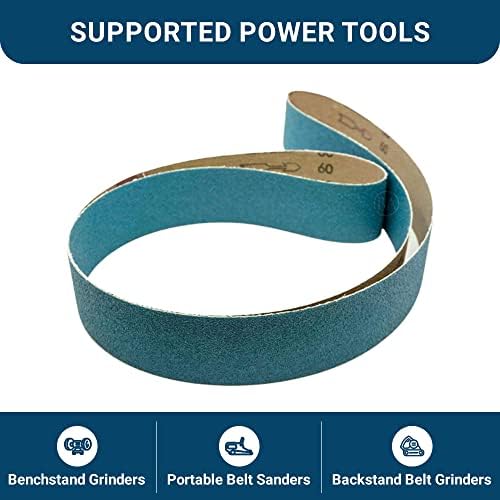Benchmark Abrasives 2 x 72 Inch Sanding Belts with Zirconia Grains Sand Paper for Metal Grinding, Sanding, Knife Polishing, Surface Blending - Belt Sander Paper Belt for Woodworking (6 Pack), 24 Grit