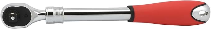Neiko 03068A 1/2-Inch Drive Extendable Ratchet Handle | 72 Tooth Reversible Ratcheting Feature w/Soft Grip Handle | 12 to 17-1/2” Lengths, Red