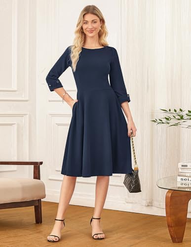 GRACE KARIN Work Dresses for Women Fit and Flare Midi Dress