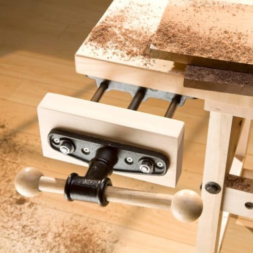 Workbench Clamping Device Carpentry Vise Bench Vise Clamp Steel Guide Rod With Threaded Screw Manual Tightening Handle Mounting Plate Suitable for, 10.5 Inch Woodworking Bench Vise