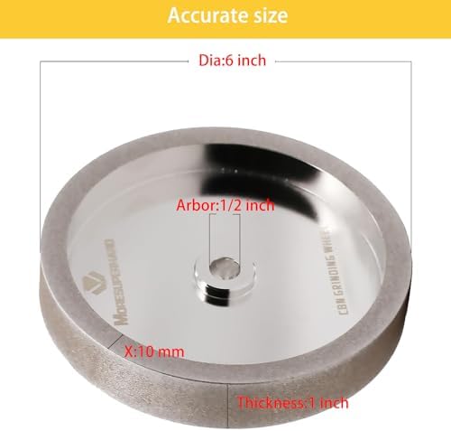 CBN Grinding Wheel 6 Inch 320 Grit, 1" Wide, 1/2" Arbor, for HSS Tools, Lathe Chisels & Woodturning Tools, Fits 6-Inch Bench Grinders(320 Grit)