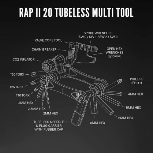 LEZYNE RAP II 20-in-1 Tubeless Compact Bicycle Multi-Tool