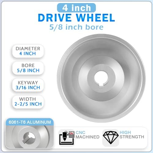 2" x 72" Belt Grinder Wheel Set Complete Wheel Kit Aluminum Wheel Crowned for Knife Grinder 4" Drive 5/8" Bore 3" Track 2" Idler (4" 5/8-3" - 2")