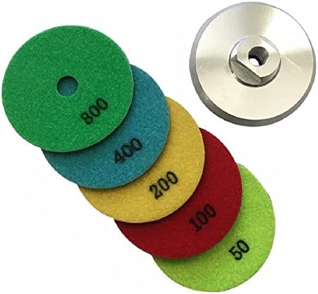 4" Dry Stone Polishing Pads with Aluminum Backer, 50-800 Grit
