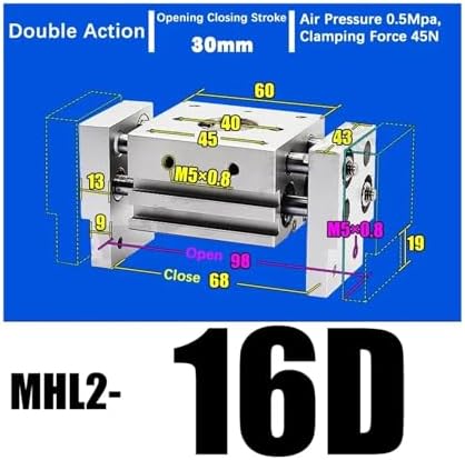 Double Acting Pneumatic Gripper Wide Type Air Gripper Parallel Cylinder Aluminium Clamps MHL2-20D MHL2-20D1 MHL2-20D2(MHL2-16D)