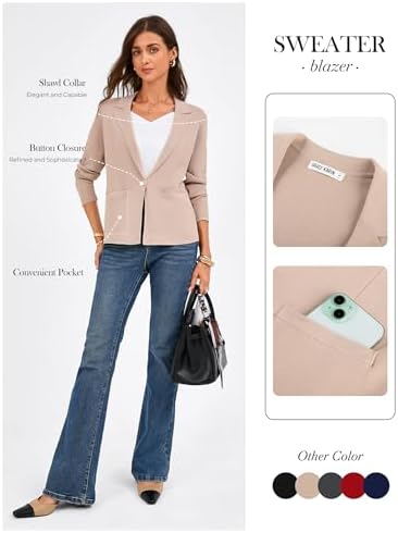 GRACE KARIN Womens Sweater Blazer Jackets Business Casual Work Cardigan