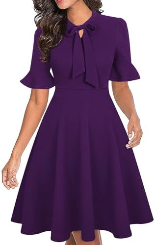 Women Summer Floral Ruffle Sleeve Wear to Work Church Wedding Guest Party Dresses