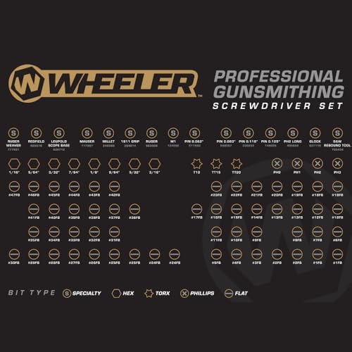 Wheeler 89 Piece Gunsmithing Screwdriver Set with Durable Construction and Storage Case for Gunsmithing and Maintenance