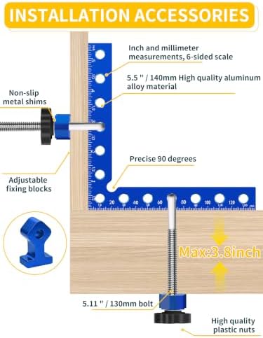 8PCS 90° Corner Clamps for Woodworking, Aluminum Right Angle Kit