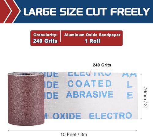 Sandpaper Roll 3Inch 10FT 240Grit Aluminum Oxide Emery Cloth Roll