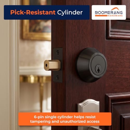 Boomerang DB7431 Heavy-Duty Designer Commercial Deadbolt Lock, 6-Pin