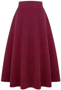 IDEALSANXUN Womens Plaid Wool Skirts Elastic Waist A-Line Pleated Tartan Long Skirts