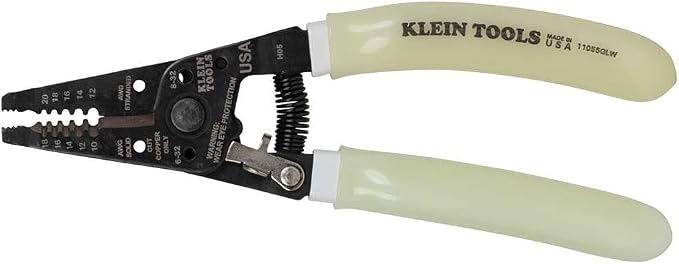Klein Tools D20009NEGLW Side Cutters - Lineman's Pliers Set, 8-Inch with Klein-Kurve Stripper/Cutter & Long Nose Pliers, Hi-Viz Glow in the Dark