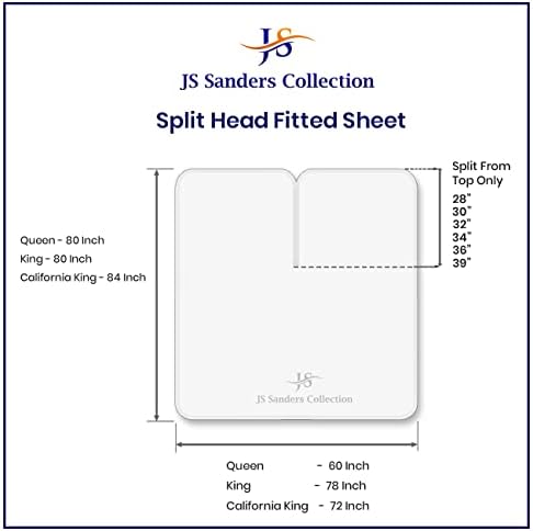 JS Sanders Collection Split Head Sheet Set King Size,White