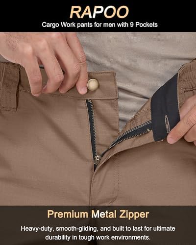 Rapoo Men's Ripstop Cargo Pants Work Pants EDC with 9 Pockets Hiking Pants