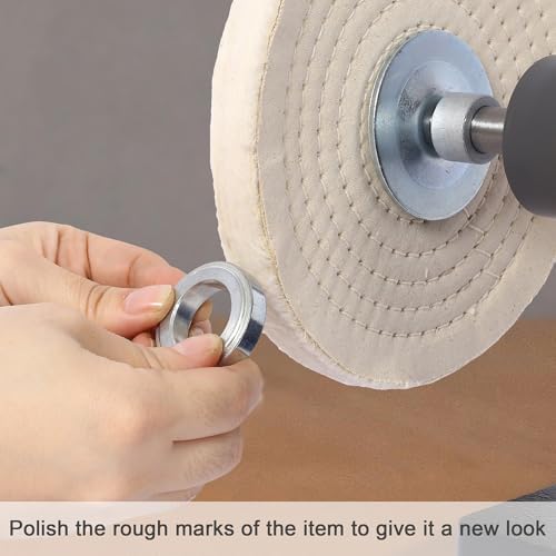 Bench Buffer Polisher Motor with 8 Inch Dual Buffering Wheels, Includes 4PCs 80Ply Thic Buffing Wheels for Buffing Metal, Jewelry, Wood, Jade, and Plastic Parts