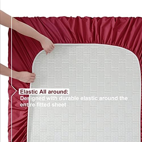 Nestl Cal King Sheets Set - 4 Piece California King Sheets, Extra Soft, Double Brushed Bedding for Cal King Size, 2 Tone Burgundy/Black Set, Burgundy Fitted Sheet, Black Flat Sheet, Black Pillow Case