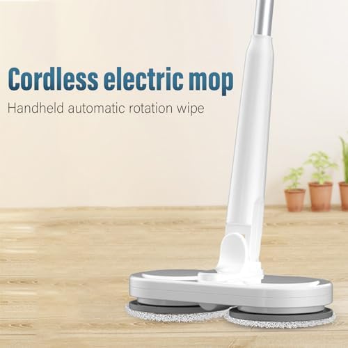 Cordless Electric Mop, Motorized Cordless and Rechargeable Dual Spin Mop, Quiet Hard Floor Cleaner, Cordless Cleaner and Scrubber, for Tiles, Hardwood, Laminate, Under Furniture