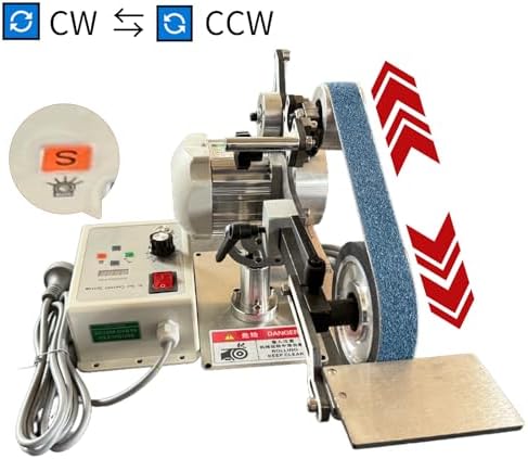 Belt Grinder Sander, 30 x 1-Inch Variable Speed Belt Polisher with VFD, 110V 550W Electric Grinding Machine with 2 Grinding Moulds & 3 PCS Sanding Belts for Metalworking, Knife Making
