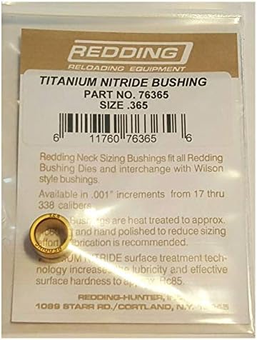 Redding Reloading Titanium Nitride 1/2'' O.D. x 3/8'' Long Neck Sizing Bushing | Precision Steel Reloading Bushing with Increased Surface Hardness & Reduced Sizing Friction