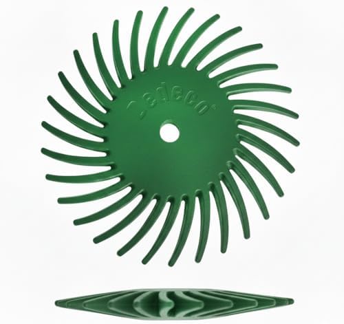 Dedeco Sunburst Radial Bristle Discs 12-Pack - 1-1/2" Curved Knife-Edge - Dark Green 50 Grit (Extra-Coarse) - Aluminum Oxide for Polishing & Finishing