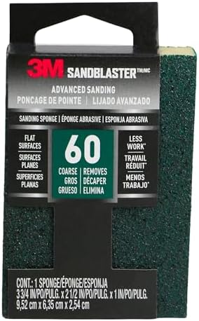 3M 20909-60 Sandblaster 60-Grit Sponge Block Sanding, Sponge, Block & Holder