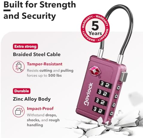 TSA Approved Luggage Locks, Travel Locks with Inspection Indicator