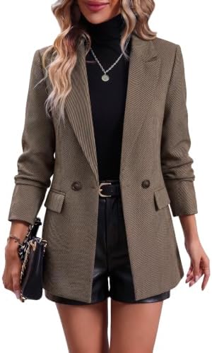 Mina Self 2026 Women's Fall Plaid Blazer Houndstooth Jacket Business Casual