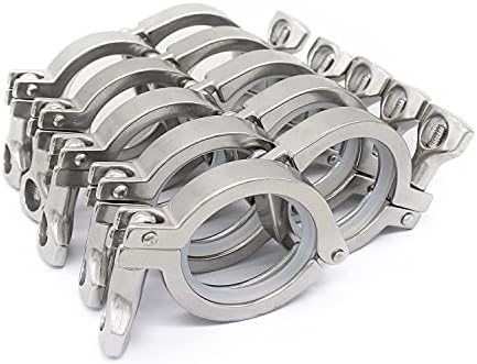 QiiMii 13MHHM Stainless Steel 304 Single Pin Heavy Duty Tri Clamp with Wing Nut for Ferrule TC 2"(10 Pack) (2 Inch)