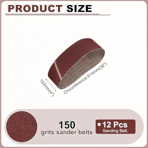 HARFINGTON 4 x 36 Inch Sanding Belts, 12 Pcs 150 Grits Aluminum Oxide