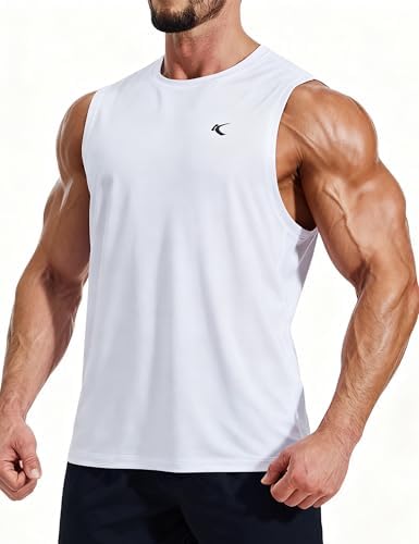 KPSUN Men's Quick Dry Workout Tank Top Summer Beach Shirt | UPF 50+ Sleeveless Gym Muscle Shirt with Hidden Pocket for Keys. Ideal for Gym Training, Outdoor Running, And Beach Workouts