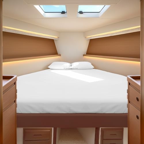 JS Sanders Collection 4PC Boat Sheet Set Universal V Berth, White